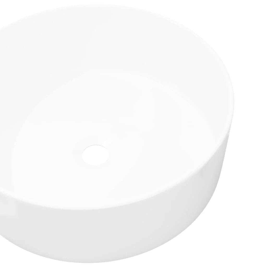 Lavabo tondo 40 x 15 cm lavabo da appoggio bagno ceramica bianco 02_0002529