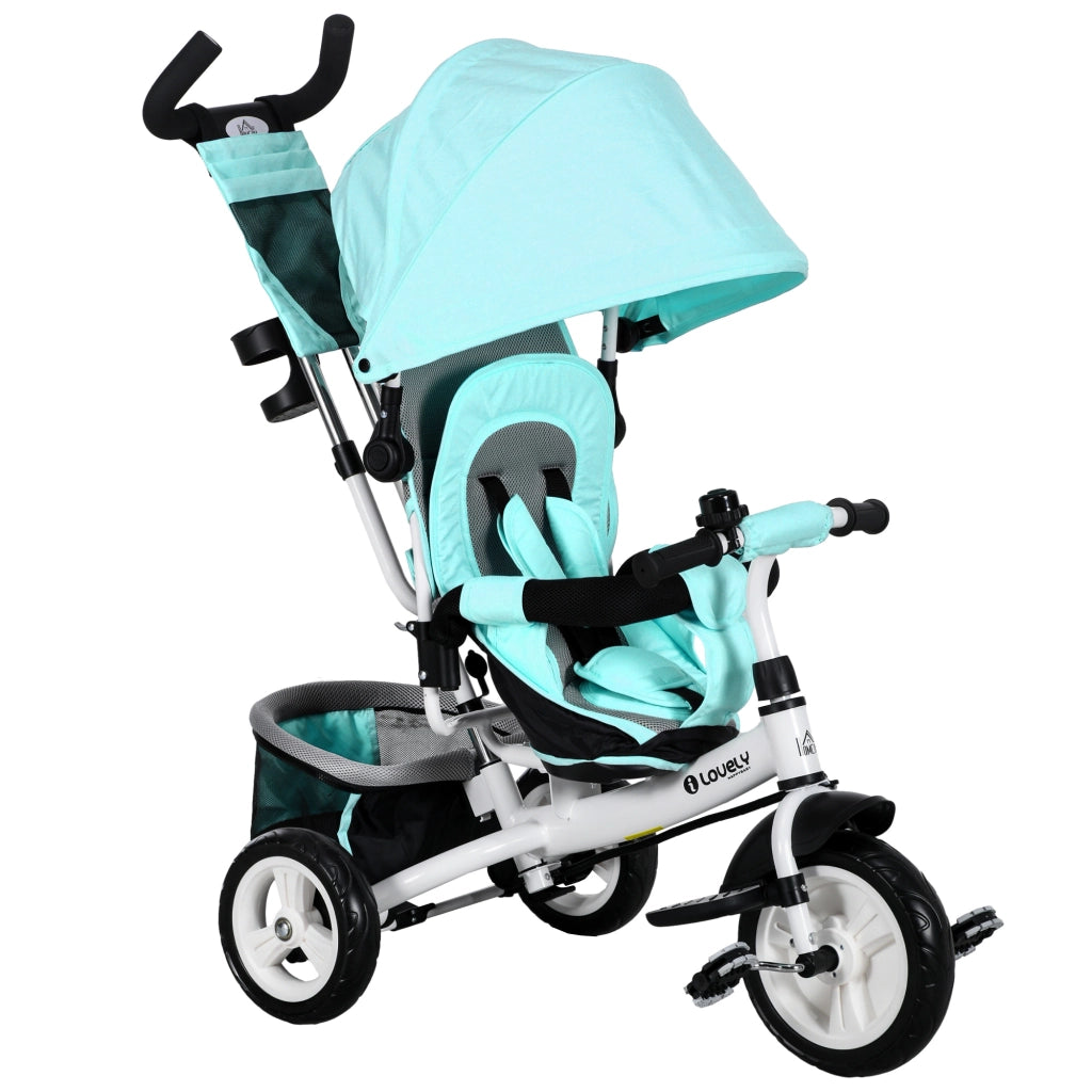 Triciclo per Bambini ¨C zephmum ¨C Verde, Metallo, con Cestino e Portabicchieri