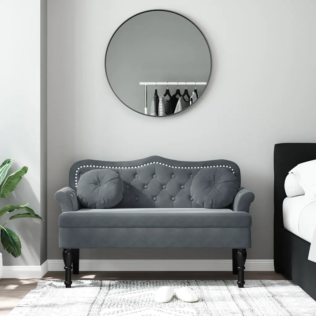 Panca con Cuscini Grigio Scuro 120,5x65x75 cm Velluto 372141