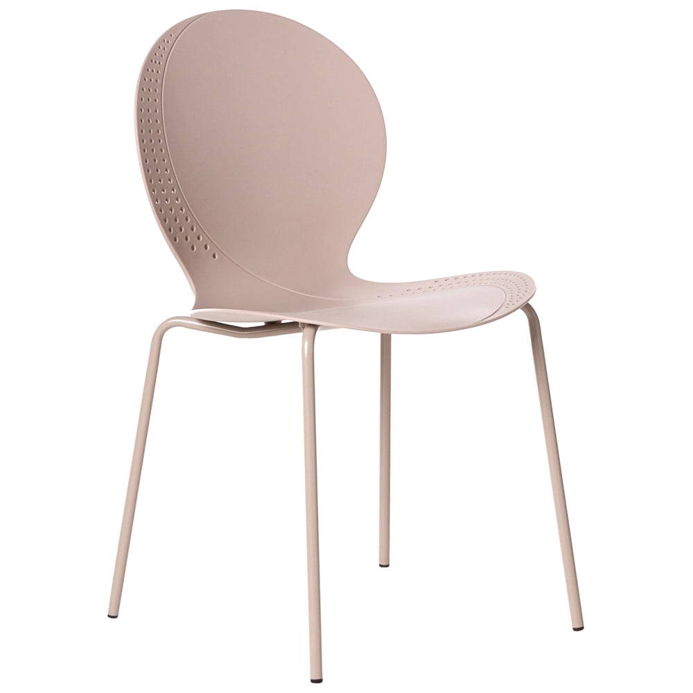 Set di 4 sedie da giardino beige in materiale sintetico plastico per interni ed esterni, sala da pranzo in stile moderno