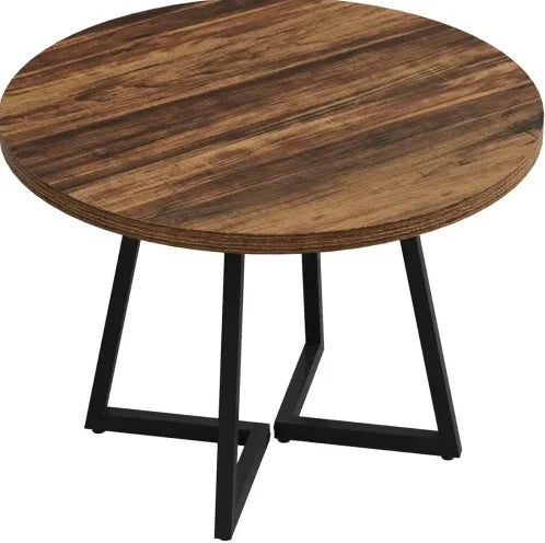 Tavolo rotondo 80 cm nero e marrone rustico – stile industriale