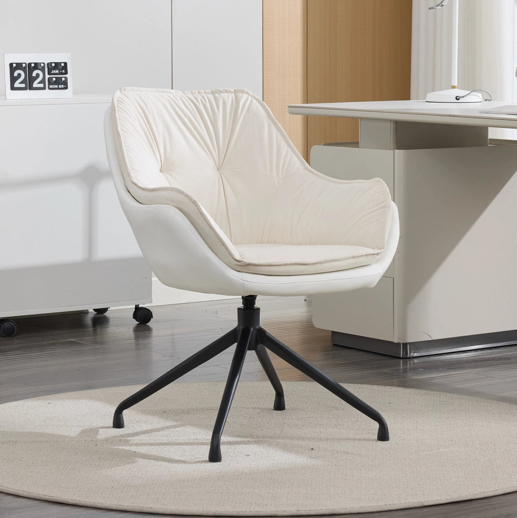 Sedia da ufficio in similpelle con braccioli, seduta ergonomica ampia e base girevole 360°
