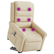 Poltrona Alzapersona Massaggiante Reclinabile Crema in Tessuto 3303332