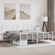 Giroletto con Testiera e Pediera Metallo Bianco 193x203 cm 355634