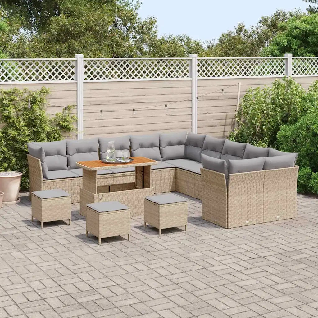 Set Divano da Giardino 14 pcs Beige polyrattan 3361552