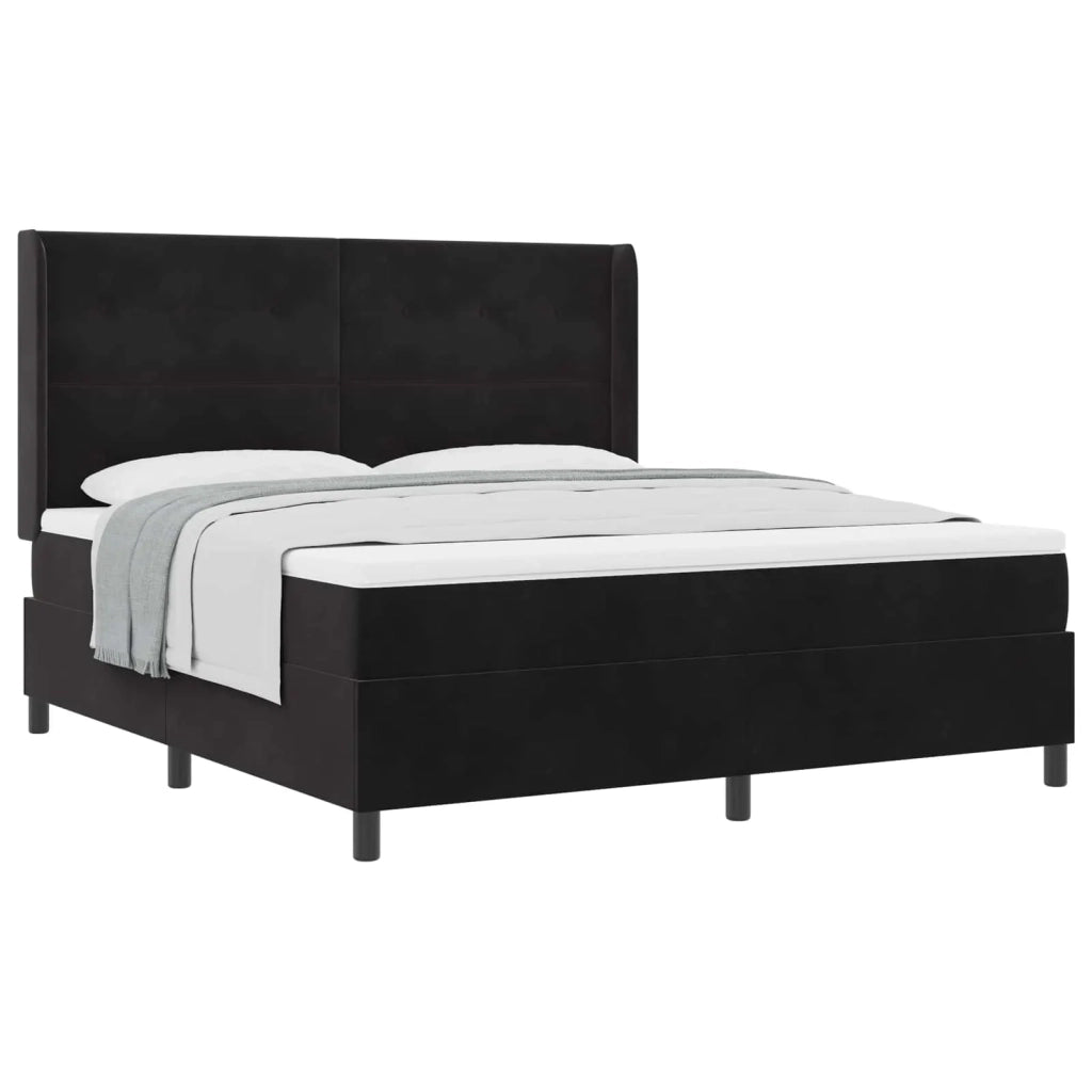Letto a molle con materasso Nero 180 x 200 cm Velluto 3342022