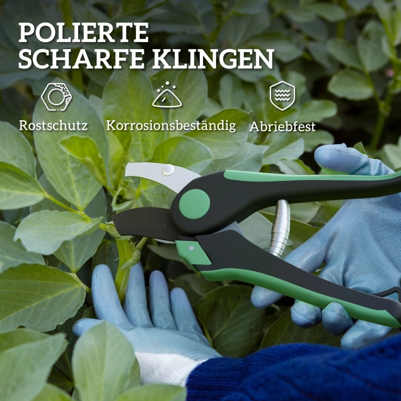 Set di attrezzi da giardino, 2 pezzi, attrezzi da giardino in metallo, attrezzi da giardinaggio con cesoie bypass e cesoie a incudine, set da