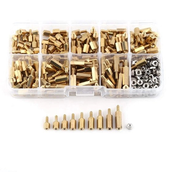 Assortimento di sostegni 360° in ottone e acciaio inossidabile - acqua e polvere resistenti - diverse lunghezze - alta qualità - sostegni per standoffs