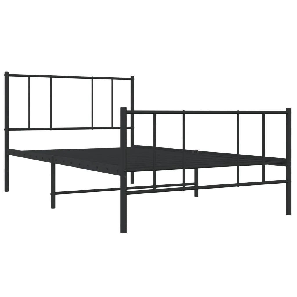 Giroletto con Testiera e Pediera Metallo Nero 100x200 cm 352493