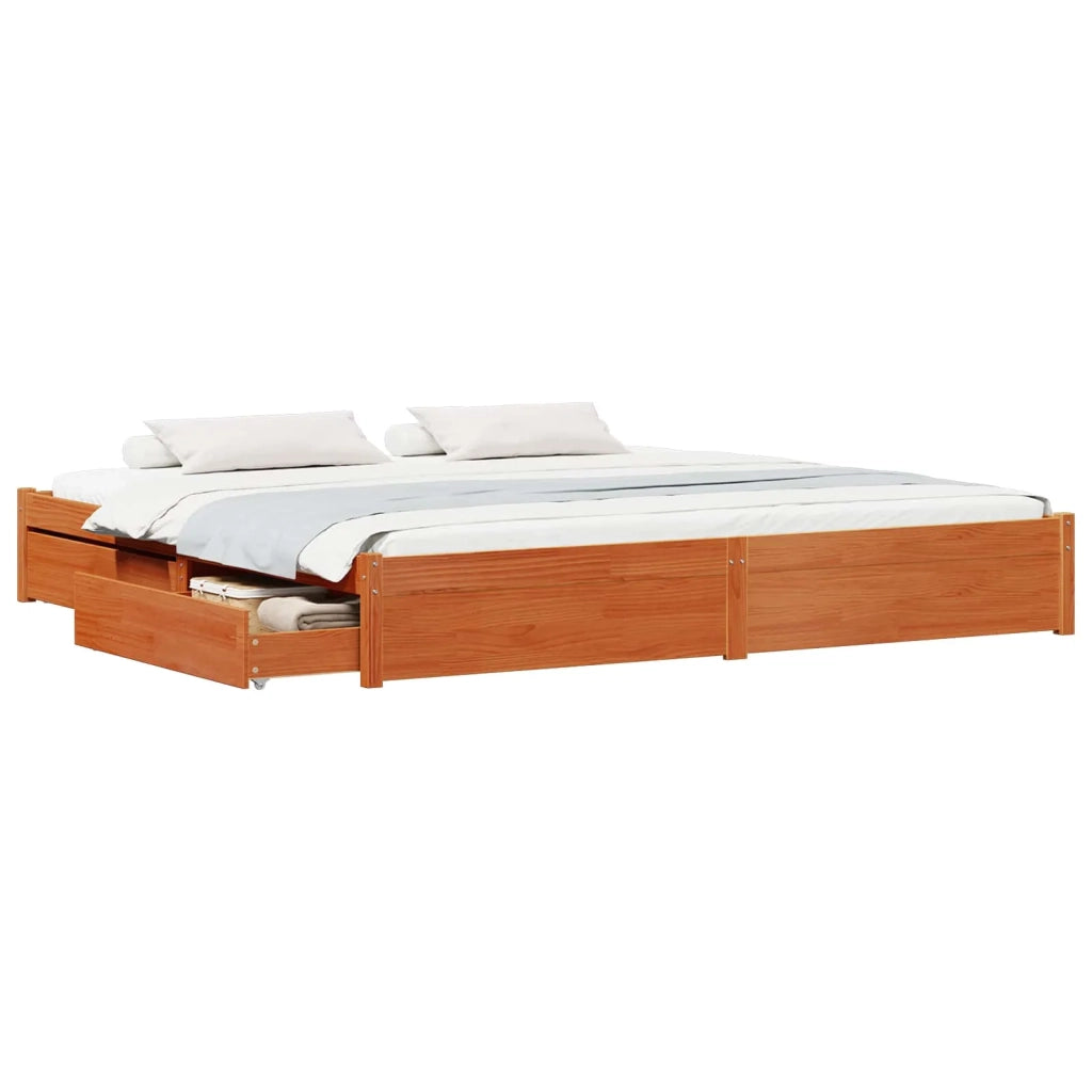 Struttura del letto con cassetto Marrone cerato 200 x 200 cm