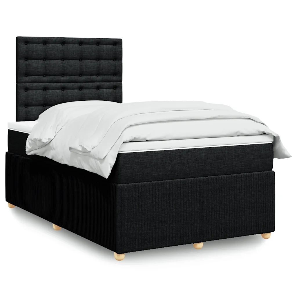 Giroletto a Molle con Materasso Nero 120x200 cm in Tessuto 3292039