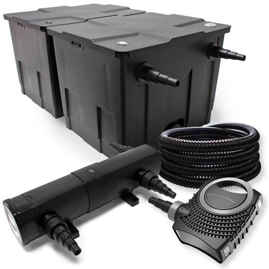 Set filtro a pressione 6000l 11W UVC Depuratore per stagni 25m Tubo Pompa Fontana Skimmer 30