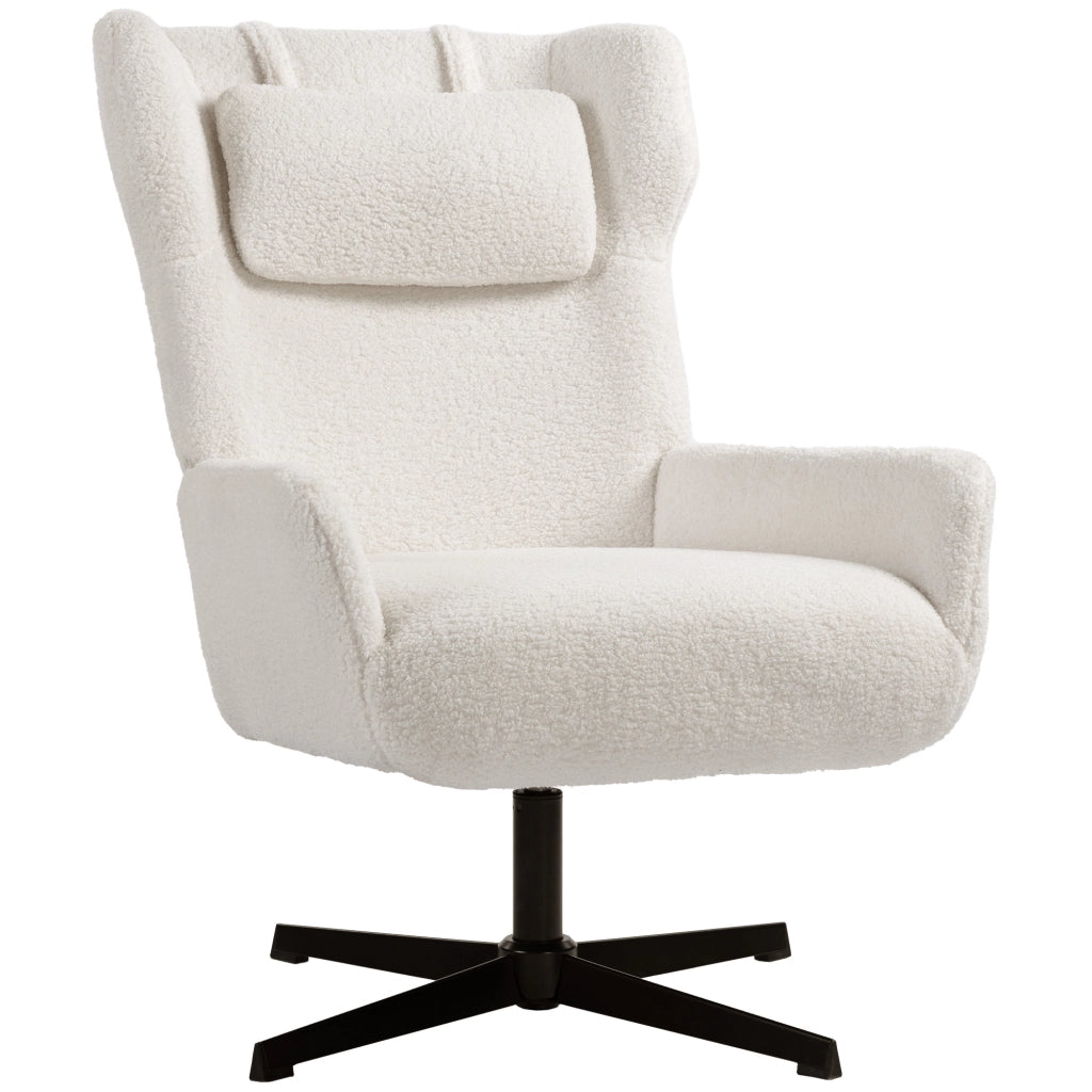 Poltrona girevole imbottita con rivestimento in pile e struttura in metallo ¨C zephmum ¨C crema