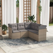 Set Divano da Giardino 5 pz con Cuscini Beige in Polyrattan 3249458