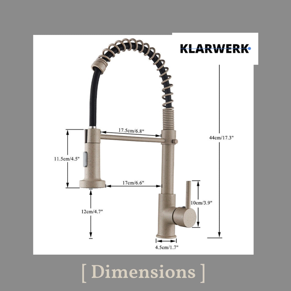 BERND | Rubinetto girevole beige da cucina in acciaio inossidabile |Miscelatore professionale girevole a 360 gradi con doccia | Alta pressione 2 porte
