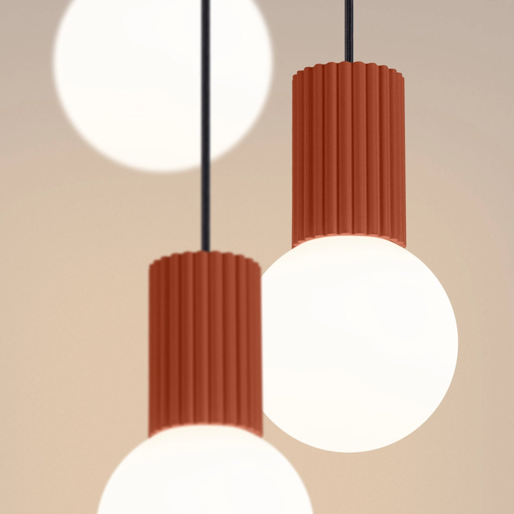 Sospensione Pure Lume SFERA tripla rossa sfere bianche 3xG9