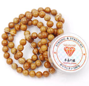 Kralen con corda per la creazione di accessori personalizzati Piatte pietre per DIY 4 mm = 180 pezzi e 1 rotolo di corda Corda di sandalo giallo fossile 4 mm