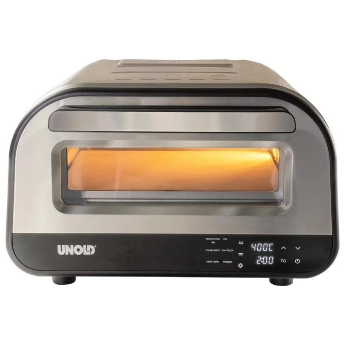Unold 68816 Luigi Forno per Pizza elettrico 1700W pietra refrattaria cordierite 450°C controllo digitale colore Argento