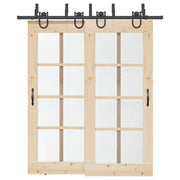 Kit di Binari per Porte Scorrevoli 200 cm Acciaio Nero 3295738