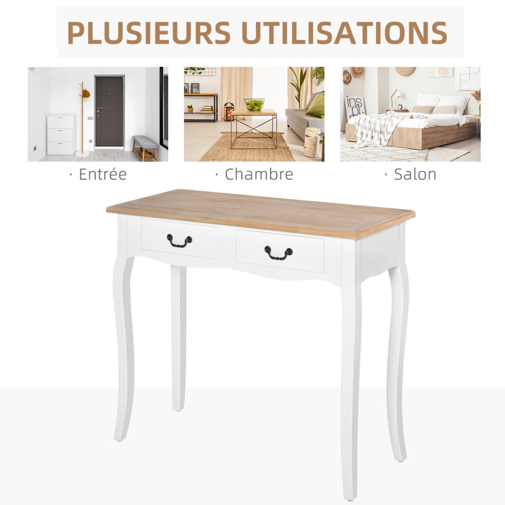 Tavolo console ¨C Zephmum ¨C Bianco legno 87x34x78 cm