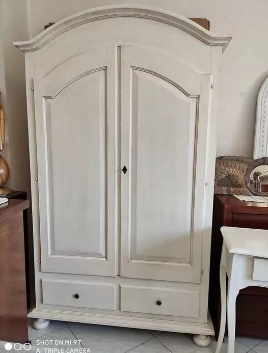 Armadio shabby 2 porte legno bianco anticato 125x61x200 - Mobili 2G