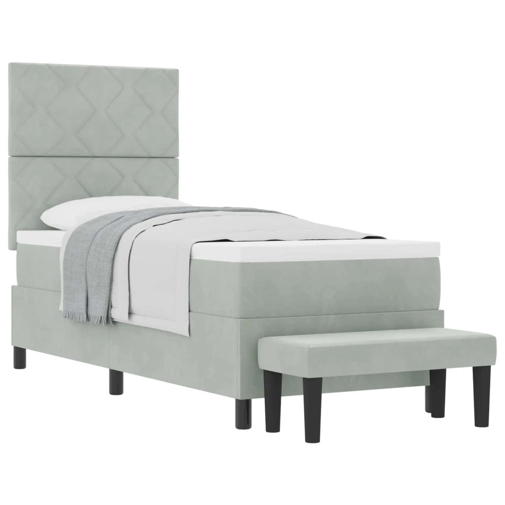 Letto a molle con materasso Grigio chiaro 80 x 200 cm Velluto 3344540