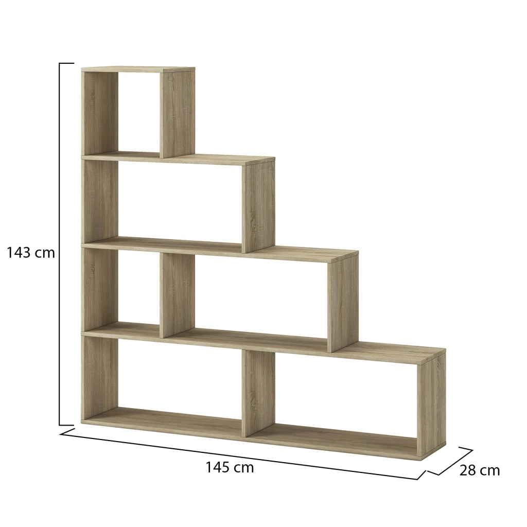 Biblioteca Serole, Libreria 3 Ripiani, 145x28x143h cm Marrone Rovere