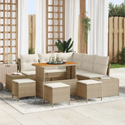 Set Divano da Giardino con cuscino 9 pcs Beige Poly Rattan