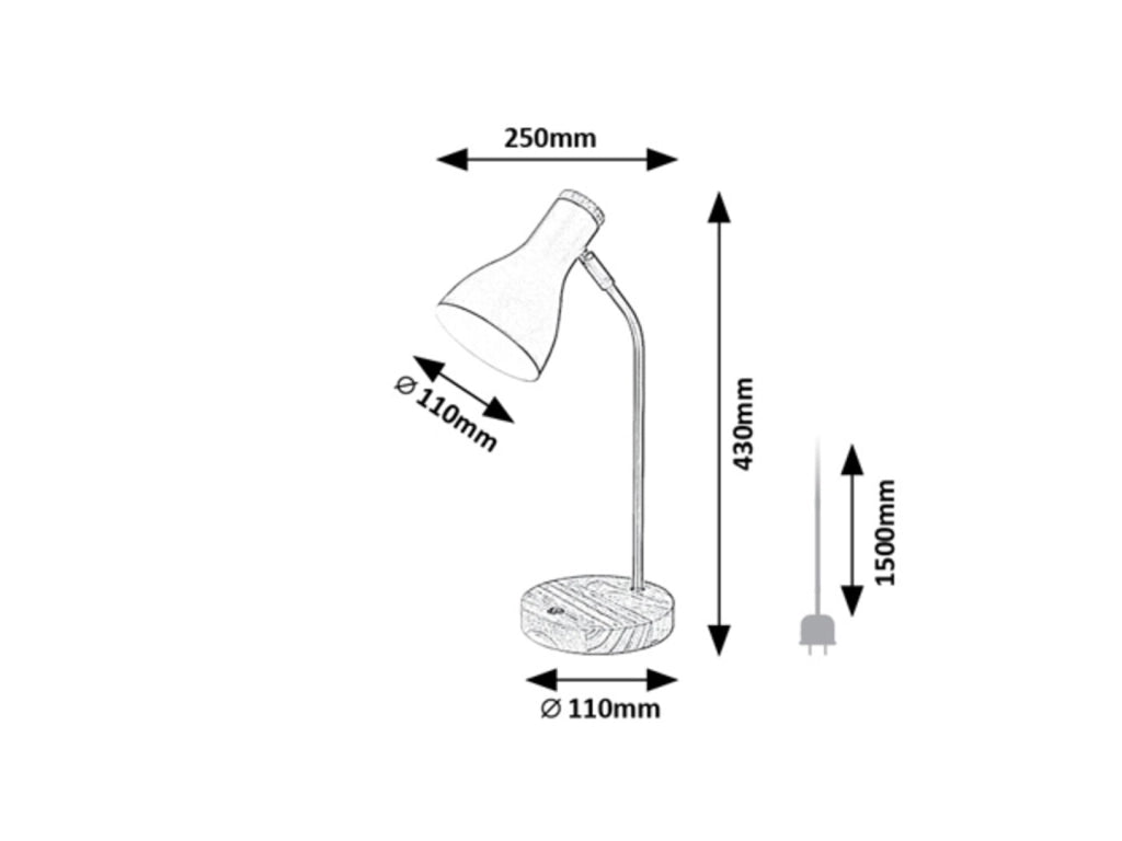 Lampada scrivania base legno nero opaco E14 Ferb Rabalux 74002