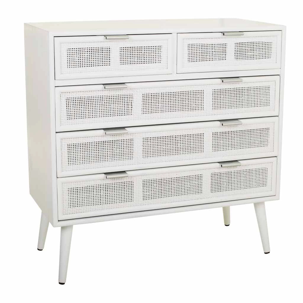Cassettiera in legno e rete bianca 80x39,5x81h