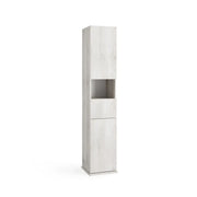 Colonna da bagno girevole con specchio, 2 porte e 1 cassetto, collezione ISORA. Colore rovere grigio
