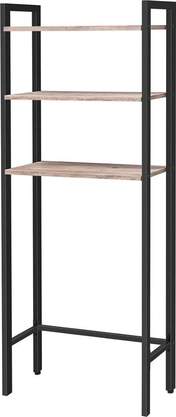 Scaffale aperto per bagno a 3 livelli, spaziale, facile da montare, colore grigio-nero, EBG41TS01, Scaffale per lavatrice