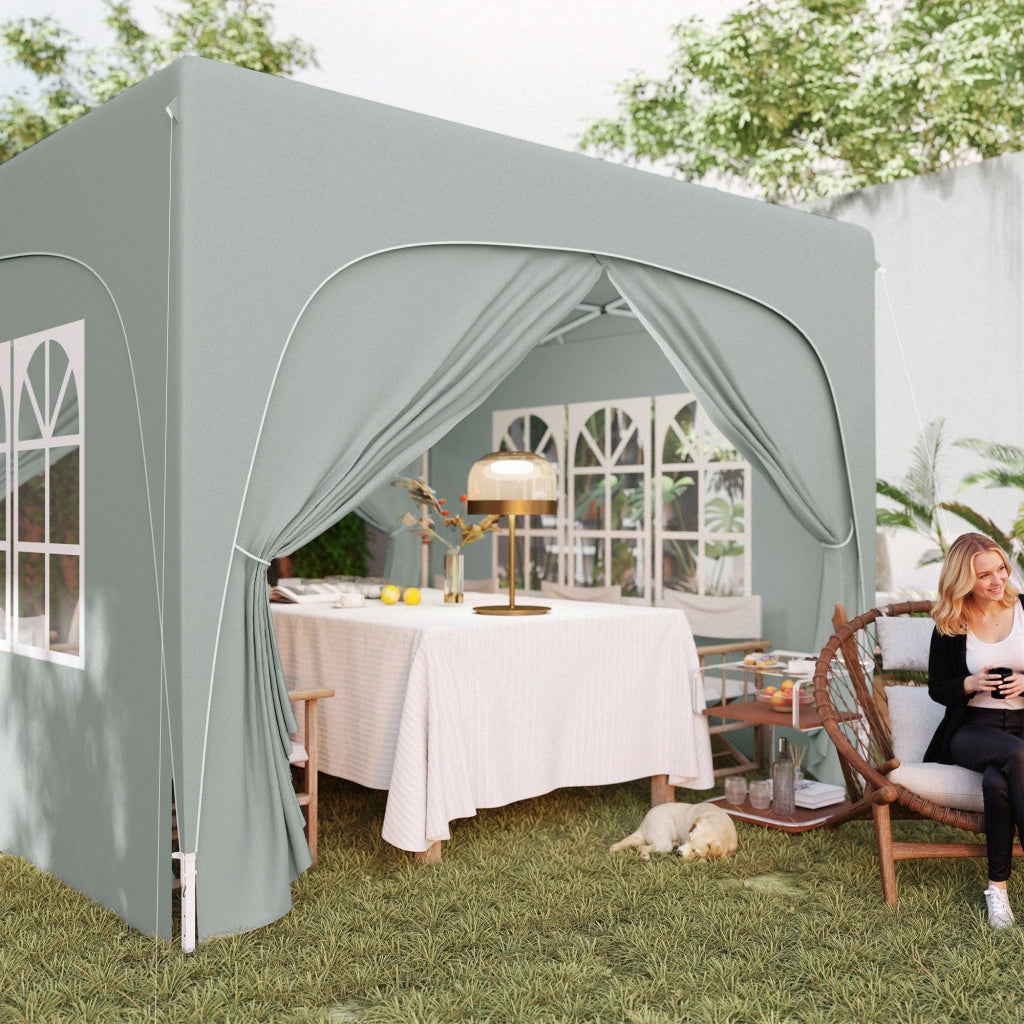Gazebo da Giardino Pop-Up 300x300x273 cm Pieghevole con Altezza Regolabile e Protezione UPF50+ Grigio Chiaro