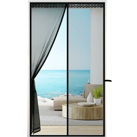 Tende per porte con reticolo anti insetti - Schermo per porte con rete anti zanzare - Reticolo ultra fine per porte - Installazione facile con adesivo - Per porte - Nero - 150x220cm