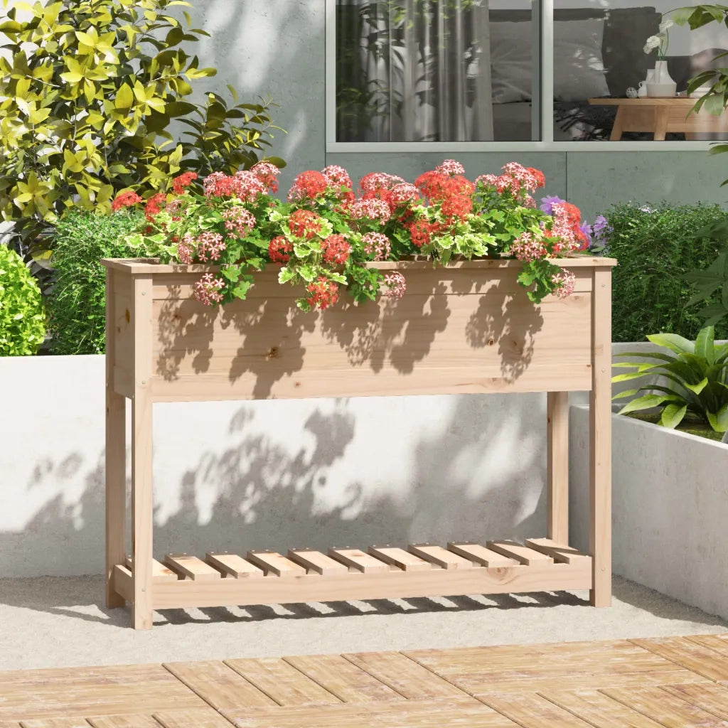 Fioriera | Cassetta per fiori | Vaso con Mensola 111,5x34,5x81 cm in Legno Massello di Pino