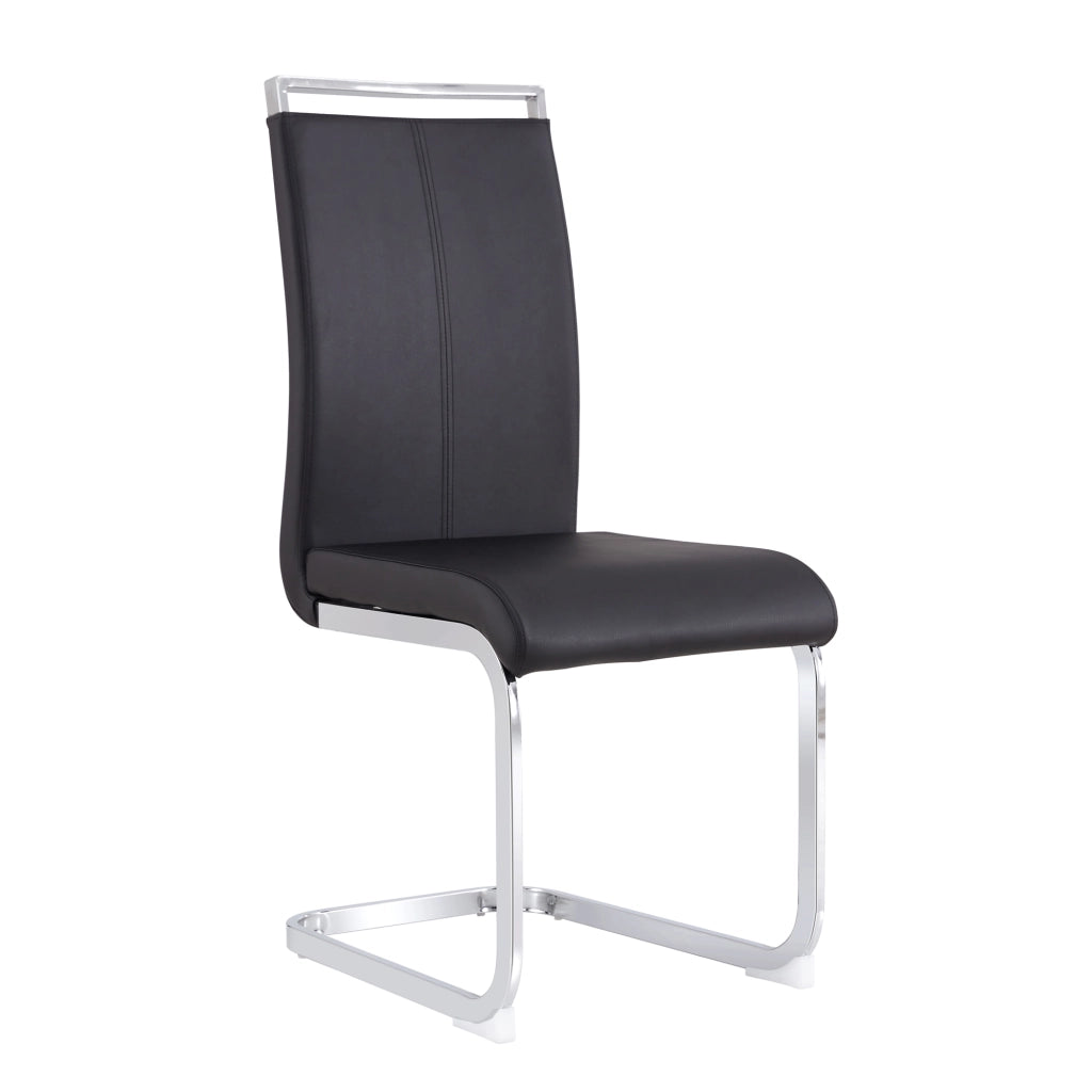 Sedia da Pranzo in Ecopelle Imbottita ¨C Xylo ¨C Nero, Set 4 Pezzi, Gambe in Metallo