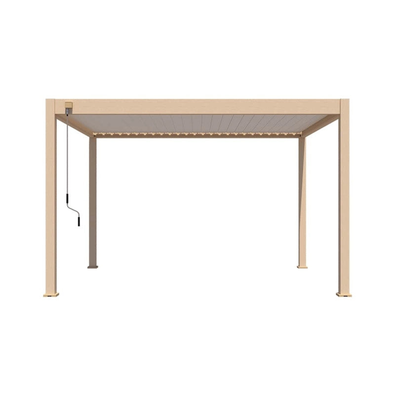 Pergola bioclimatica OmbrÃ©a 3x4M autoportante Woodlook/Antracite + 1 pannello frangivista 1M Antracite VS