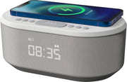 Wekker Digitale con Oplader Wireless, Wekkerradio Digitale con Bluetooth, Oplader USB, Display LED Regolabile e Dual Alarm, Orologio da Destra (Bianco)