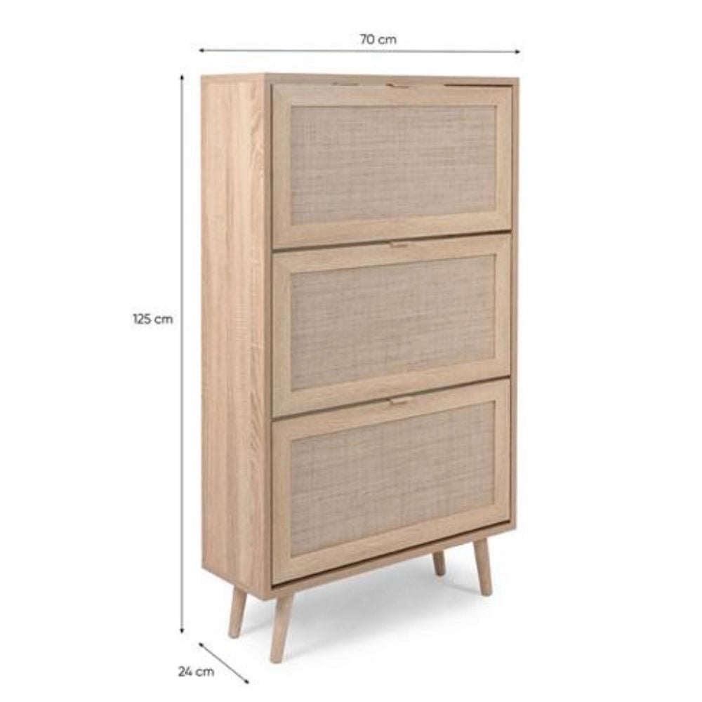 Scarpiera Bali 70x24x125 cm 3 ante a ribalta effetto vimini