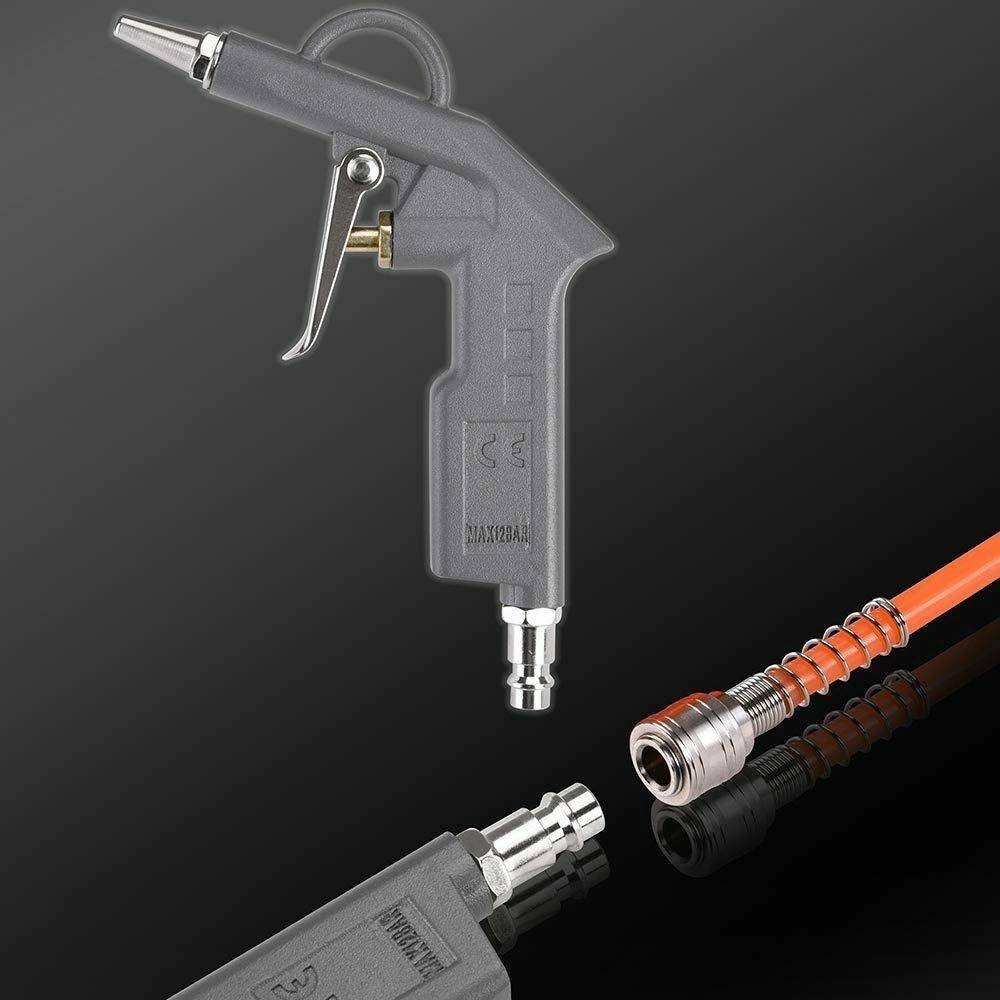 Trade Shop - Kit Compressore Doppia Pistola Soffiaggio Aria Compressa Tubo 5mt Manometro 3pz -