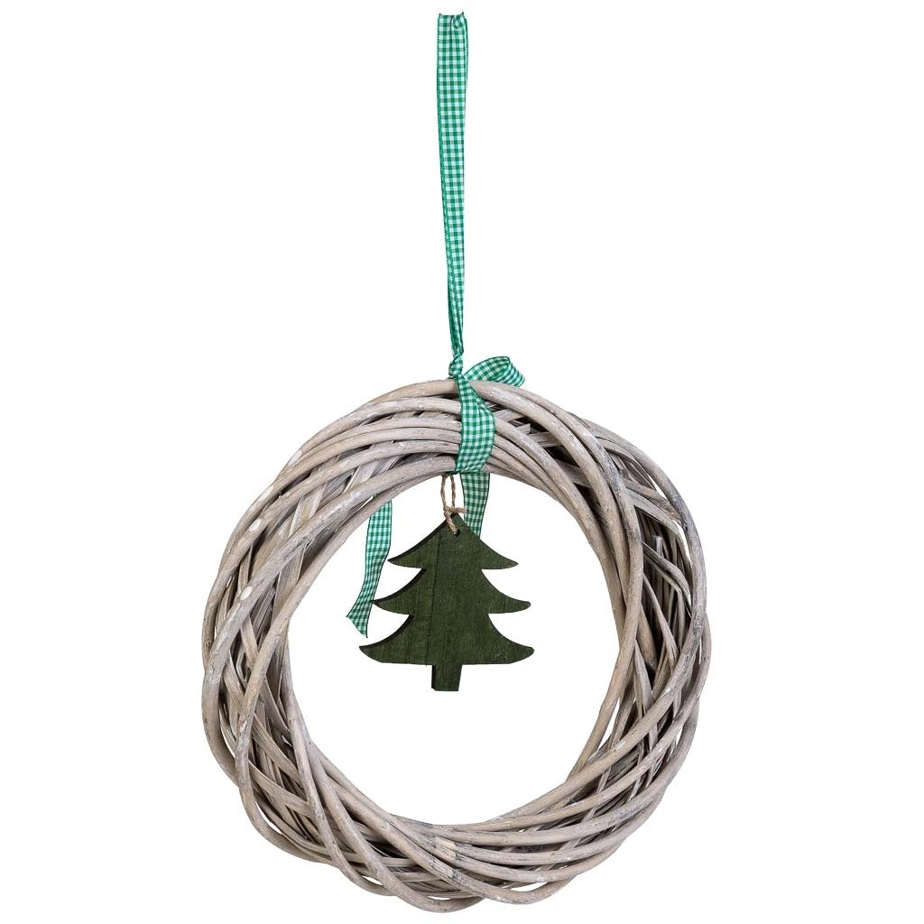 Decorazione a ghirlanda di vimini da appendere, marrone, D30x6h cm