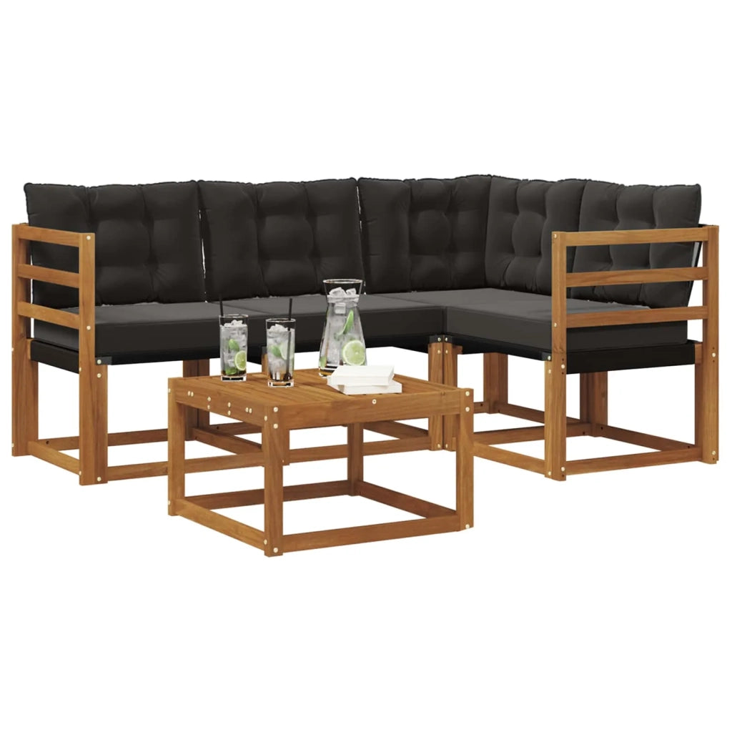 Set di divani da esterno 5 pcs Naturale e Nero 3368631