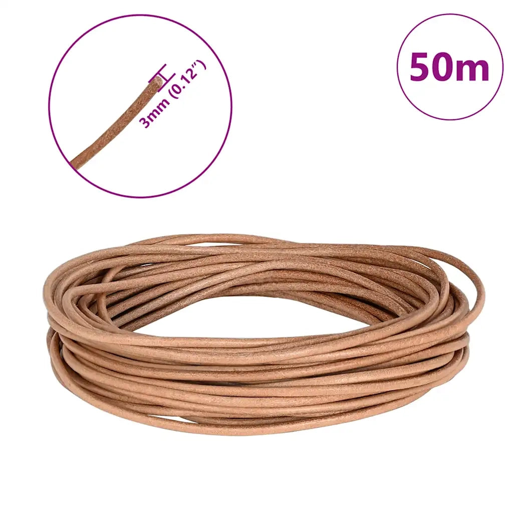 Cordino in Pelle Marrone ?3 mm x 50 m Pelle CFW5427715