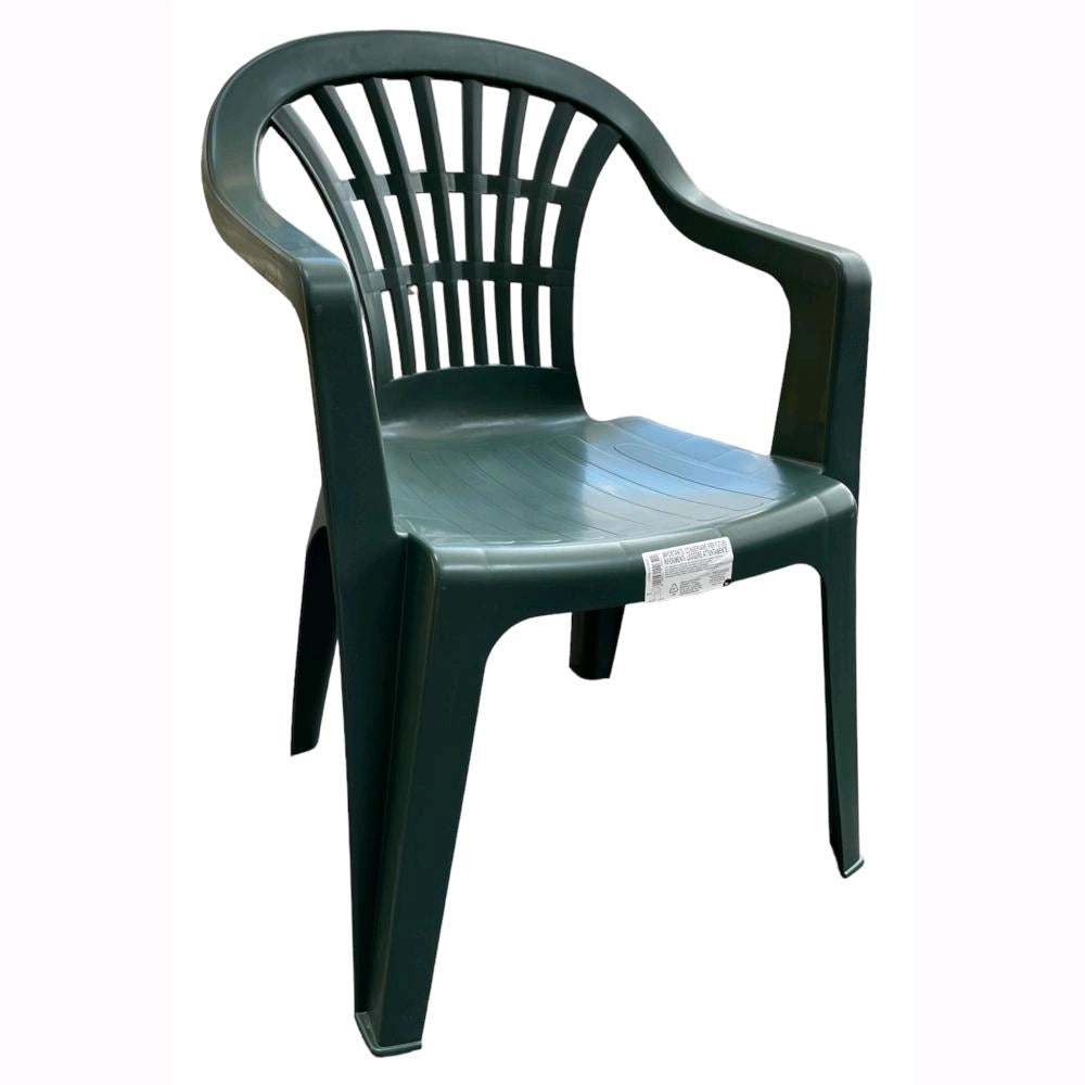 Set 4 Sedie in Polipropilene da Giardino Colore Verde Impilabile con Braccioli Mod. Nizza