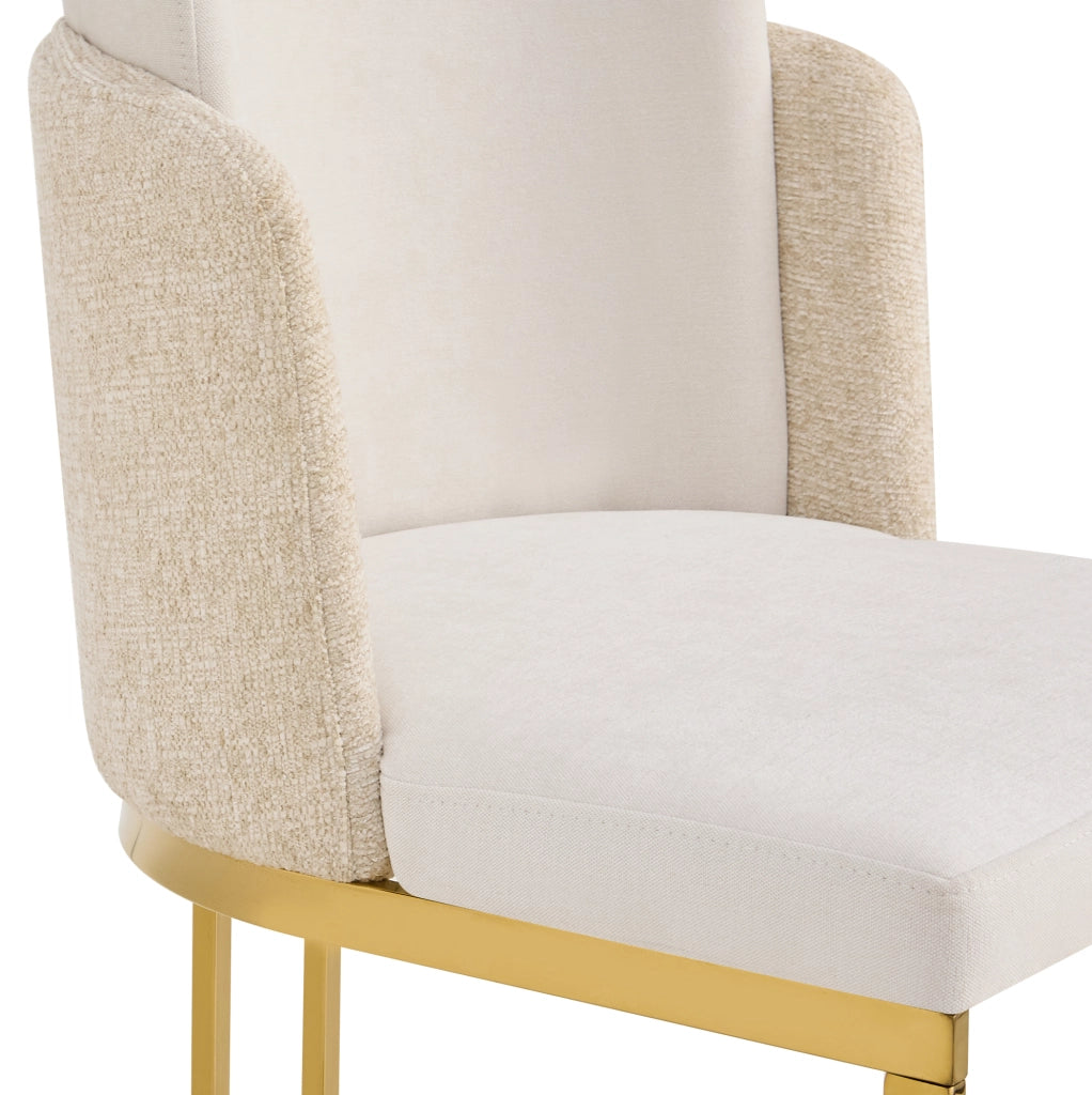 Set di 2 sedie da pranzo in ciniglia beige e oro