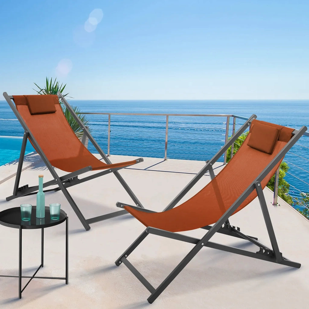 IDMarket - Set di 2 peperoncini LOTA in acciaio e tessuto textilene color terracotta