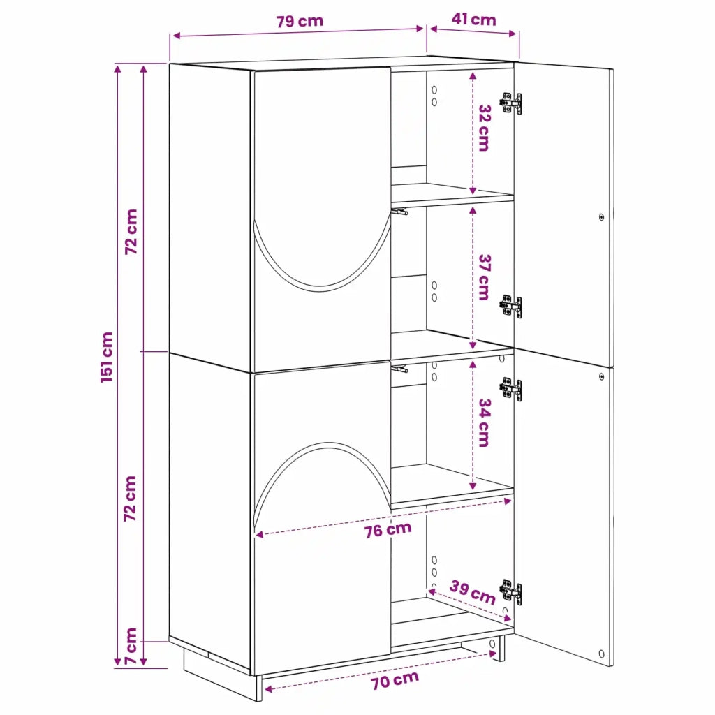 Credenza Rovere Artigianale 79 x 41 x 151 cm 3433117