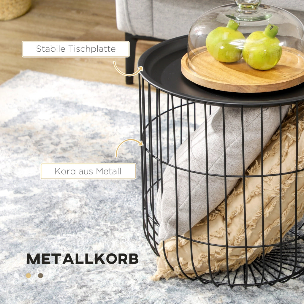 Tavolo da pranzo - set 2 tavolini - stile scandinavo - con vano - acciaio nero - per soggiorno moderno