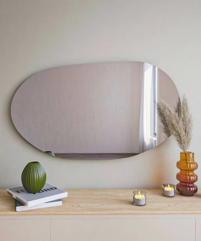 Specchio Nerina, Specchiera, Articolo d'arredo a muro, Decorazione con specchio, 52x2h89 cm, Nero