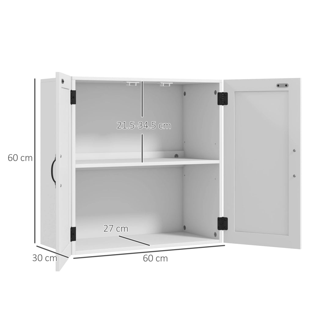 Pensile da Bagno 2 Ante 60x30x60 cm in Legno Bianco